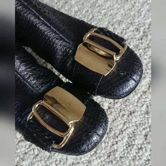TIBI Wyatt embossed Buckle leather ankle Booties In Black size 5.5